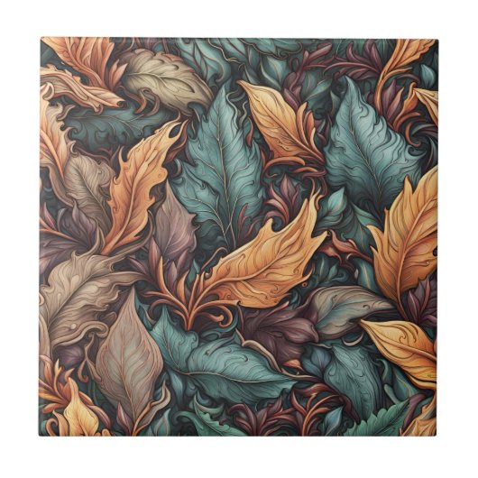 Leaf Pattern Ceramic Tegel Tegeltje (Voorkant)