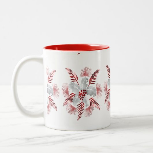 LEAF PATTERN.PNG Tweekleurige KOFFIEBEEKER Koffiemok (Links)