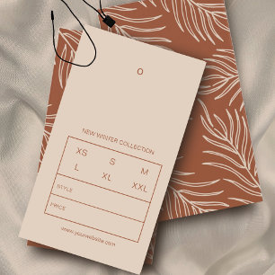Leaf Pattern Product Price Logo Hang Label Card Visitekaartje