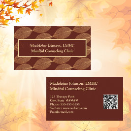 Leaf Pattern Psychologist  Counselor QR Code Visitekaartje