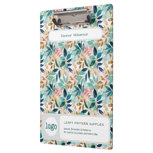 Leaf Pattern Small Business Name Logo Klembord (Links)