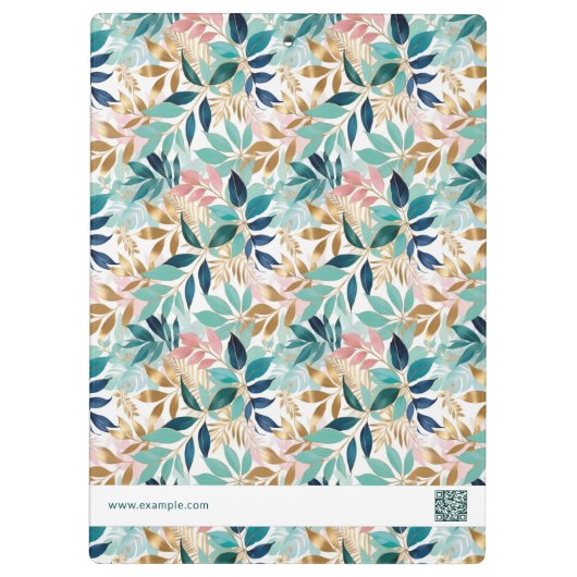 Leaf Pattern Small Business Name Logo Klembord (Achterkant)