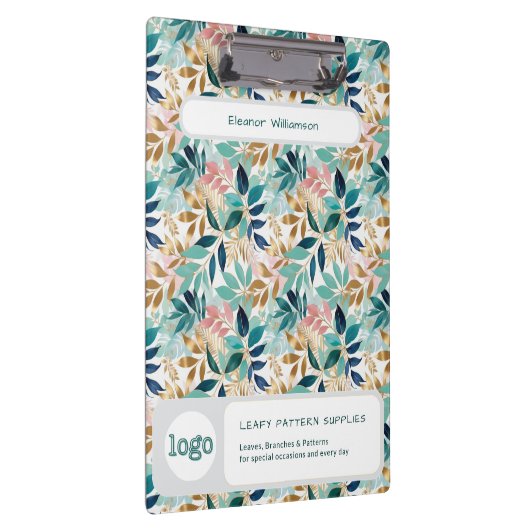 Leaf Pattern Small Business Name Logo Klembord (Rechts)