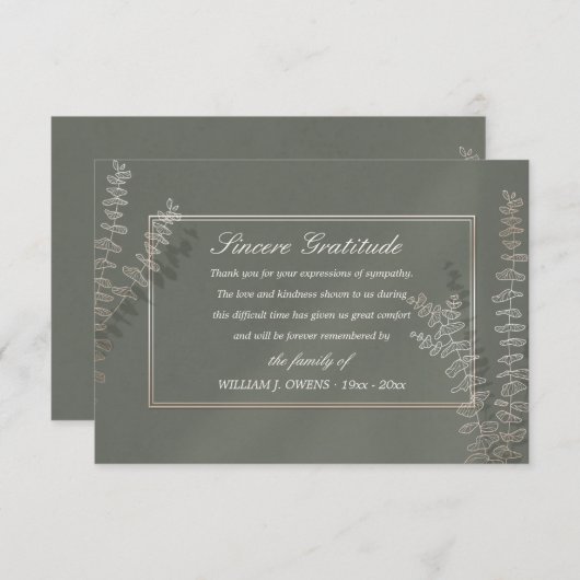Leaf Pattern Sympathie Bedankt voor je kaarten (Voorkant / Achterkant)