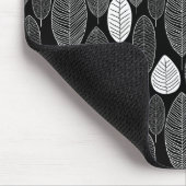 Leaf Pattern - White on Black Muismat (Hoek)