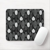 Leaf Pattern - White on Black Muismat (Met muis)