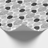 Leaf Pattern - Zwart op wit Cadeaupapier (Hoek)