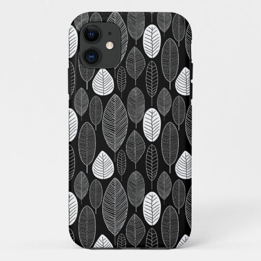 Leaf Pattern - Zwart op wit Case-Mate iPhone Case (Achterkant)