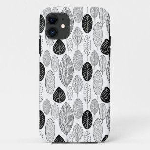 Leaf Pattern - Zwart op wit iPhone 11 Hoesje