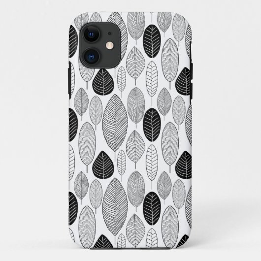 Leaf Pattern - Zwart op wit Case-Mate iPhone Case (Achterkant)