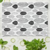 Leaf Pattern - Zwart op wit Theedoek (Gevouwen)