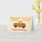 Leaf Peeping Apple Picking Handgeschilderde Truck  Kaart (Gele Bloem)
