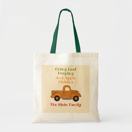 Leaf Peeping Apple Picking Handgeschilderde Truck Tote Bag (Voorkant)