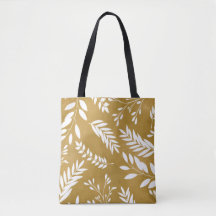 Leaf Print op Yellow Waterverf Canvas tas