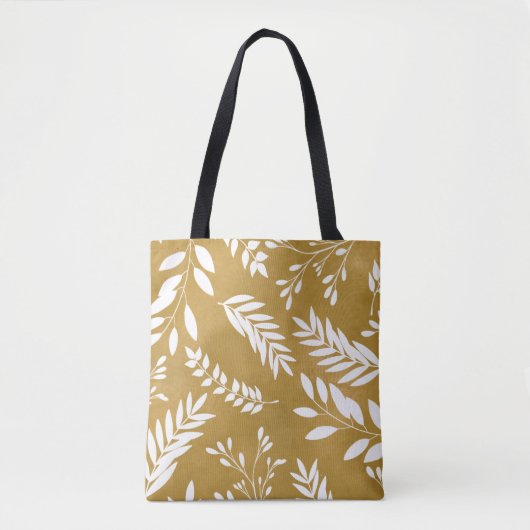 Leaf Print op Yellow Waterverf Canvas tas (Voorkant)
