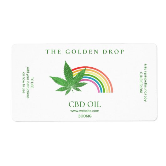 Leaf Rainbow White CBD Oil Labels (Voorkant)