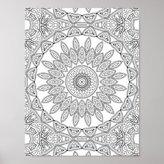 Leaf Ring Mosaic Coloring Page Pattern Design Poster (Voorkant)