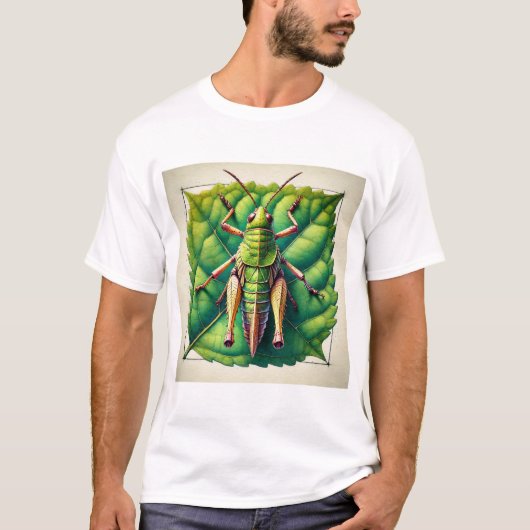Leaf Rolling Grasshopper 170724IREF201 - Watercolo T-shirt (Voorkant)