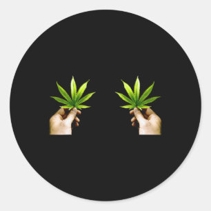 Leaf S Borst Funny Pot Wiet Bladeren Kerstmis Biki Ronde Sticker