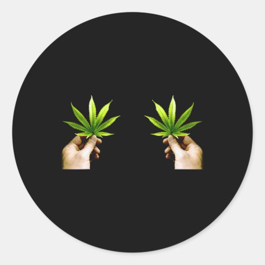 Leaf S Borst Funny Pot Wiet Bladeren Kerstmis Biki Ronde Sticker (Voorkant)