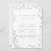 Leaf Sage Green Elegant Monogram Details Huwelijk Kaart (Achterkant)