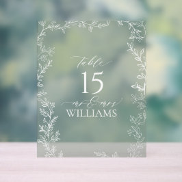 Leaf Sage Green Elegant Monogram Tafelnummer Acryl Bord