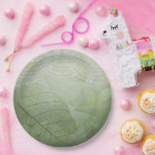 Leaf Sage Green Silver Glitter Fantasy Papieren Bordje (Feest)