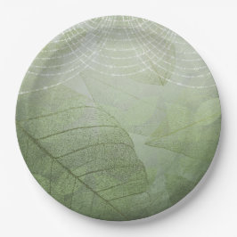 Leaf Sage Green Silver Glitter Fantasy Papieren Bordje