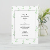 Leaf Salie Groen Monogram Minimale Bruiloft 2024 Kaart (Staand voorkant)