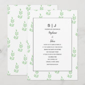 Leaf Salie Groen Monogram Minimale Bruiloft 2024 Kaart (Voorkant / Achterkant)