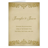  Leaf Scroll Style Wedding Menu in Beige (Voorkant)