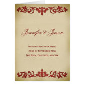 Leaf Scroll Style Wedding Menu in Bourgogne (Voorkant)