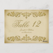  Leaf Scroll Trouwtafel Nummer Briefkaart (Achterkant)