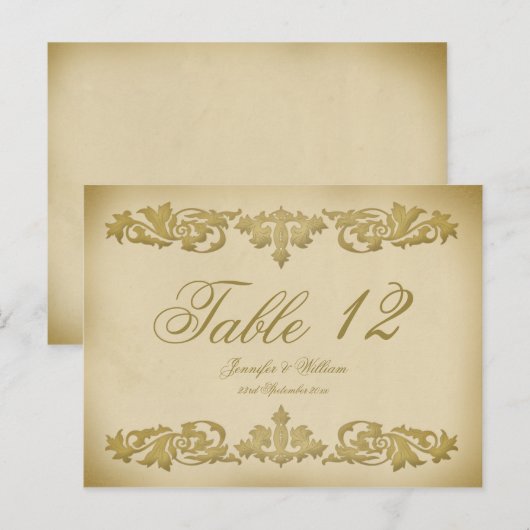 Leaf Scroll Trouwtafel Nummer Briefkaart (Voorkant / Achterkant)