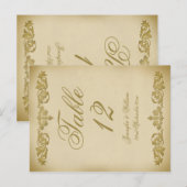 Leaf Scroll Trouwtafel Nummer Briefkaart (Voorkant / Achterkant)