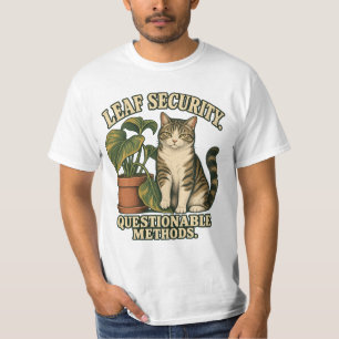 Leaf Security Vintage Tabby Kat Groene Plant Kunst T-shirt