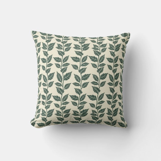 Leaf Silhouettes Pattern – Elegant Botanical  Kussen (Voorkant)