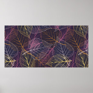 Leaf skelet naadloos patroon, achtergrond met kabe poster
