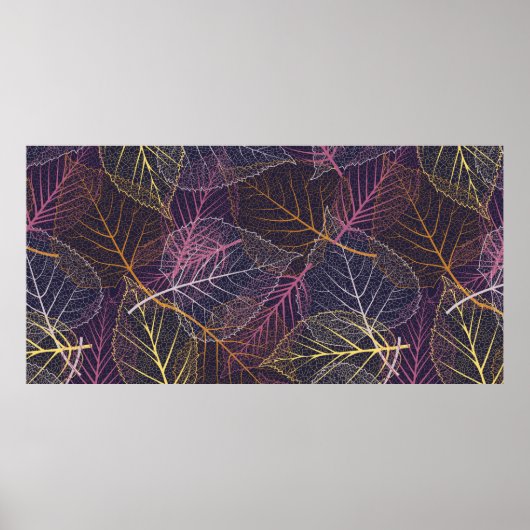 Leaf skelet naadloos patroon, achtergrond met kabe poster (Voorkant)
