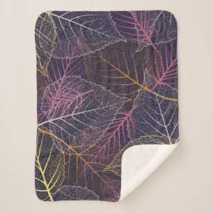 Leaf skelet naadloos patroon, achtergrond met kabe sherpa deken