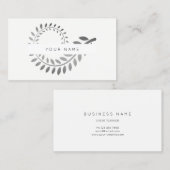 Leaf Spirale Botanic Silver Gray White Visitekaartje (Voorkant / Achterkant)