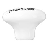 Leaf Sprig #1 Keramische Knob Keramische Knop (Zijkant)