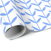 Leaf Stems - Baby Blue op White Cadeaupapier (Rol Hoek)