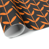 Leaf Stems - Oranje op zwart Cadeaupapier (Rol Hoek)
