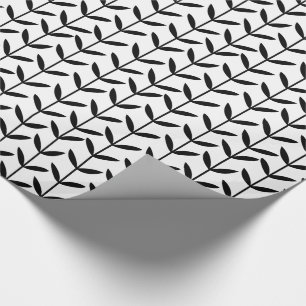 Leaf Stems - Zwart op wit Cadeaupapier