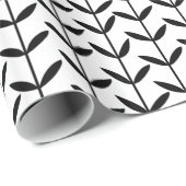 Leaf Stems - Zwart op wit Cadeaupapier (Rol Hoek)