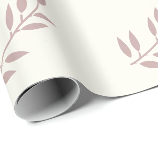 Leaf Stoffig Roos Bruiloften Roze Ivoor Off White Cadeaupapier (Rol Hoek)