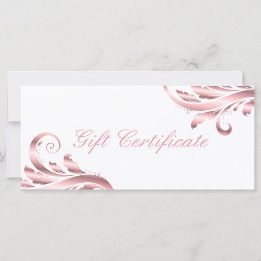 Leaf Swirl Nail Salon Cadeon Certificate Roze (Achterkant)
