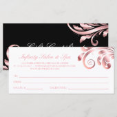 Leaf Swirl Nail Salon Gift Certificate Roze Black (Voorkant / Achterkant)