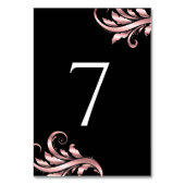 Leaf Swirl Trouwtafel Nummer Zwart Roze Kaart (Achterkant)